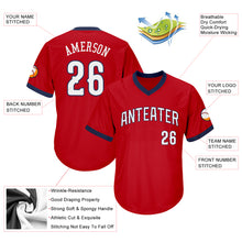 Load image into Gallery viewer, Custom Red White-Navy Authentic Throwback Rib-Knit Baseball Jersey Shirt