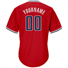 Load image into Gallery viewer, Custom Red Navy-White Authentic Throwback Rib-Knit Baseball Jersey Shirt