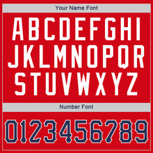 Load image into Gallery viewer, Custom Red Navy-White Authentic Throwback Rib-Knit Baseball Jersey Shirt