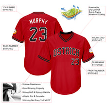 Load image into Gallery viewer, Custom Red Black-White Authentic Throwback Rib-Knit Baseball Jersey Shirt