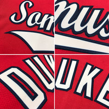 Load image into Gallery viewer, Custom Red Black-White Authentic Throwback Rib-Knit Baseball Jersey Shirt