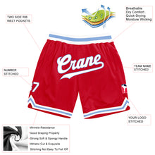 Load image into Gallery viewer, Custom Red White-Light Blue Authentic Throwback Basketball Shorts