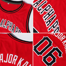 Load image into Gallery viewer, Custom Red White-Light Blue Authentic Throwback Basketball Jersey