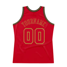 Load image into Gallery viewer, Custom Red Red-Old Gold Authentic Throwback Basketball Jersey