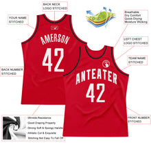 Load image into Gallery viewer, Custom Red White-Black Authentic Throwback Basketball Jersey