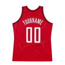 Load image into Gallery viewer, Custom Red White-Black Authentic Throwback Basketball Jersey