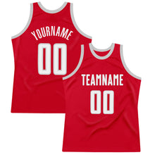 Load image into Gallery viewer, Custom Red White-Gray Authentic Throwback Basketball Jersey