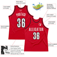 Load image into Gallery viewer, Custom Red White-Black Authentic Throwback Basketball Jersey