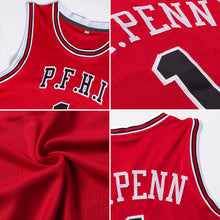 Load image into Gallery viewer, Custom Red White-Black Authentic Throwback Basketball Jersey