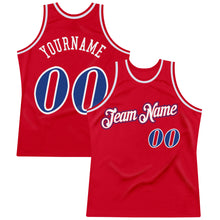 Load image into Gallery viewer, Custom Red Royal-White Authentic Throwback Basketball Jersey