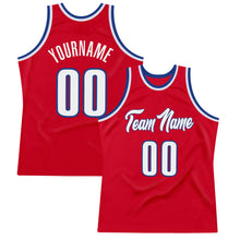 Load image into Gallery viewer, Custom Red White-Royal Authentic Throwback Basketball Jersey