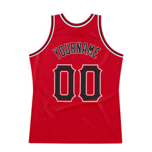 Load image into Gallery viewer, Custom Red Black-White Authentic Throwback Basketball Jersey