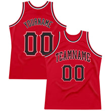 Load image into Gallery viewer, Custom Red Black-White Authentic Throwback Basketball Jersey