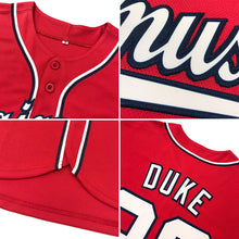 Load image into Gallery viewer, Custom Red Red-Navy Authentic Baseball Jersey