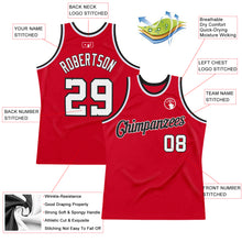 Load image into Gallery viewer, Custom Red White-Black Authentic Throwback Basketball Jersey