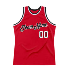 Load image into Gallery viewer, Custom Red White-Black Authentic Throwback Basketball Jersey