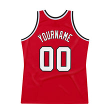Load image into Gallery viewer, Custom Red White-Black Authentic Throwback Basketball Jersey