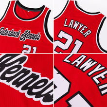 Load image into Gallery viewer, Custom Red White-Black Authentic Throwback Basketball Jersey