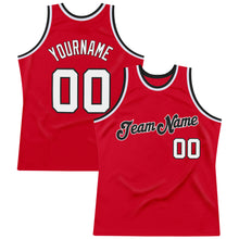 Load image into Gallery viewer, Custom Red White-Black Authentic Throwback Basketball Jersey