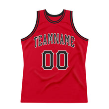 Load image into Gallery viewer, Custom Red Black-White Authentic Throwback Basketball Jersey