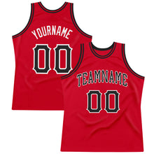 Load image into Gallery viewer, Custom Red Black-White Authentic Throwback Basketball Jersey