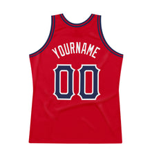 Load image into Gallery viewer, Custom Red Navy-White Authentic Throwback Basketball Jersey