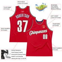 Load image into Gallery viewer, Custom Red White-Navy Authentic Throwback Basketball Jersey