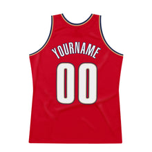 Load image into Gallery viewer, Custom Red White-Navy Authentic Throwback Basketball Jersey