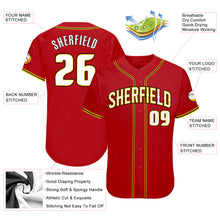 Load image into Gallery viewer, Custom Red White-Gold Authentic Baseball Jersey