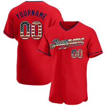 Load image into Gallery viewer, Custom Red Vintage USA Flag-Navy Authentic Baseball Jersey