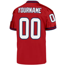 Load image into Gallery viewer, Custom Red White-Navy Mesh Authentic Throwback Football Jersey