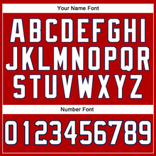 Load image into Gallery viewer, Custom Red White-Navy Mesh Authentic Throwback Football Jersey