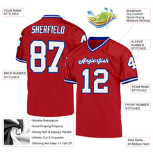 Load image into Gallery viewer, Custom Red White-Royal Mesh Authentic Throwback Football Jersey