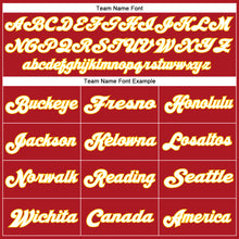 Load image into Gallery viewer, Custom Red White-Gold Mesh Authentic Throwback Football Jersey
