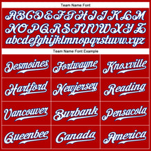 Load image into Gallery viewer, Custom Red White Pinstripe Royal-White Authentic Baseball Jersey