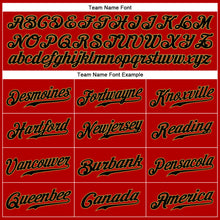 Load image into Gallery viewer, Custom Red Black Pinstripe Black-Old Gold Authentic Baseball Jersey