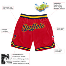 Load image into Gallery viewer, Custom Red Navy-Gold Authentic Throwback Basketball Shorts