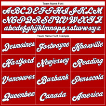 Load image into Gallery viewer, Custom Red White Pinstripe Navy-White Authentic Basketball Jersey