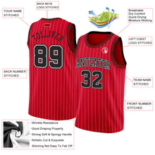Load image into Gallery viewer, Custom Red White Pinstripe Black-White Authentic Basketball Jersey