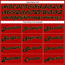 Load image into Gallery viewer, Custom Red White Pinstripe Black-Old Gold Authentic Basketball Jersey