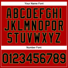 Load image into Gallery viewer, Custom Red White Pinstripe Black-Old Gold Authentic Basketball Jersey