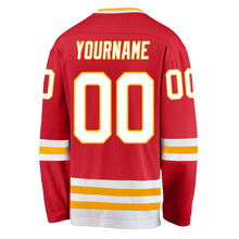 Load image into Gallery viewer, Custom Red White-Gold Hockey Jersey