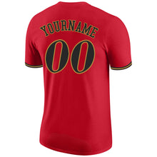 Load image into Gallery viewer, Custom Red Black-Old Gold Performance T-Shirt