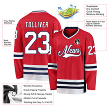 Load image into Gallery viewer, Custom Red White-Navy Hockey Jersey
