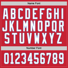 Load image into Gallery viewer, Custom Red White-Light Blue Hockey Jersey
