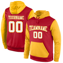 Load image into Gallery viewer, Custom Stitched Red White-Gold Sports Pullover Sweatshirt Hoodie
