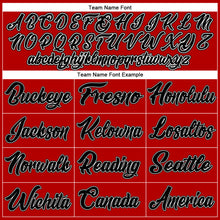 Load image into Gallery viewer, Custom Red Black Pinstripe Black-White Authentic Baseball Jersey