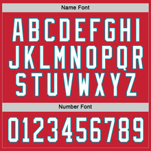 Load image into Gallery viewer, Custom Red White-Teal Hockey Jersey