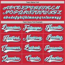 Load image into Gallery viewer, Custom Red White-Teal Hockey Jersey