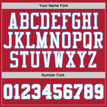 Load image into Gallery viewer, Custom Stitched Red White Pinstripe White-Light Blue Sports Pullover Sweatshirt Hoodie